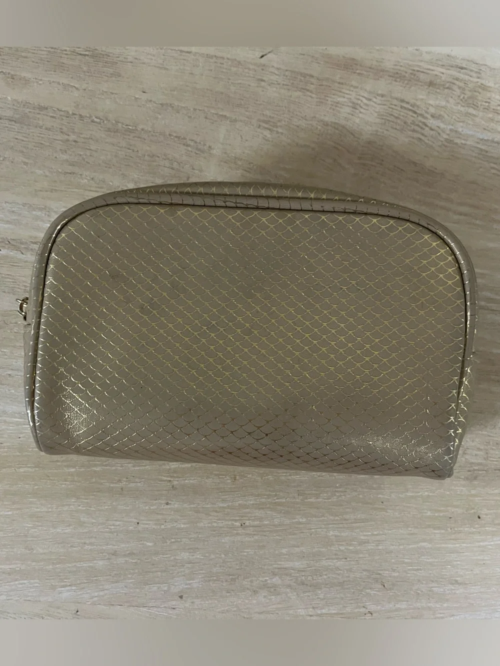 Metallic Gold Textured Women's Cosmetic Pouch